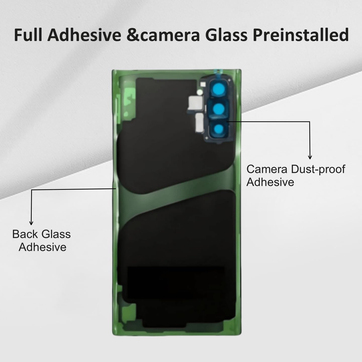 Galaxy Note 10 Plus Back Glass Replacement for Samsung Galaxy Note 10 Plus Rear Back Cover Glass Waterproof and Camera Lens+Professional Repair Tool Kit SM-N975U(Aura Black)