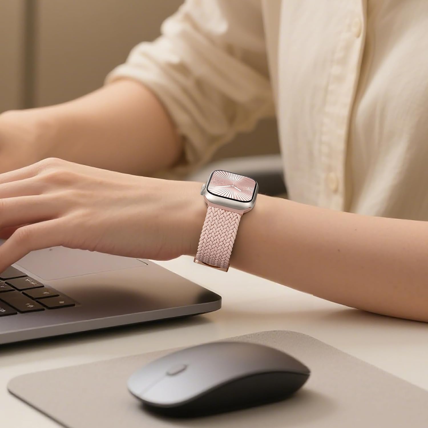 Braided Stretchy Bands Compatible with Apple Watch Bands 40mm 44mm 38mm 41mm 42mm 45mm 46mm 49mm Women Men, Soft Nylon Sport Strap with Magnetic Clasp for iWatch Series 11 10 9 8 SE 7 6 5 4 3 2 Ultra - Image 6