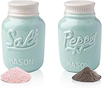 Vista 9 de Comfify Salero y pimentero Mason Jar – Cerámica Aqua Coral – Decoración de cocina rústica, estilo shabby chic