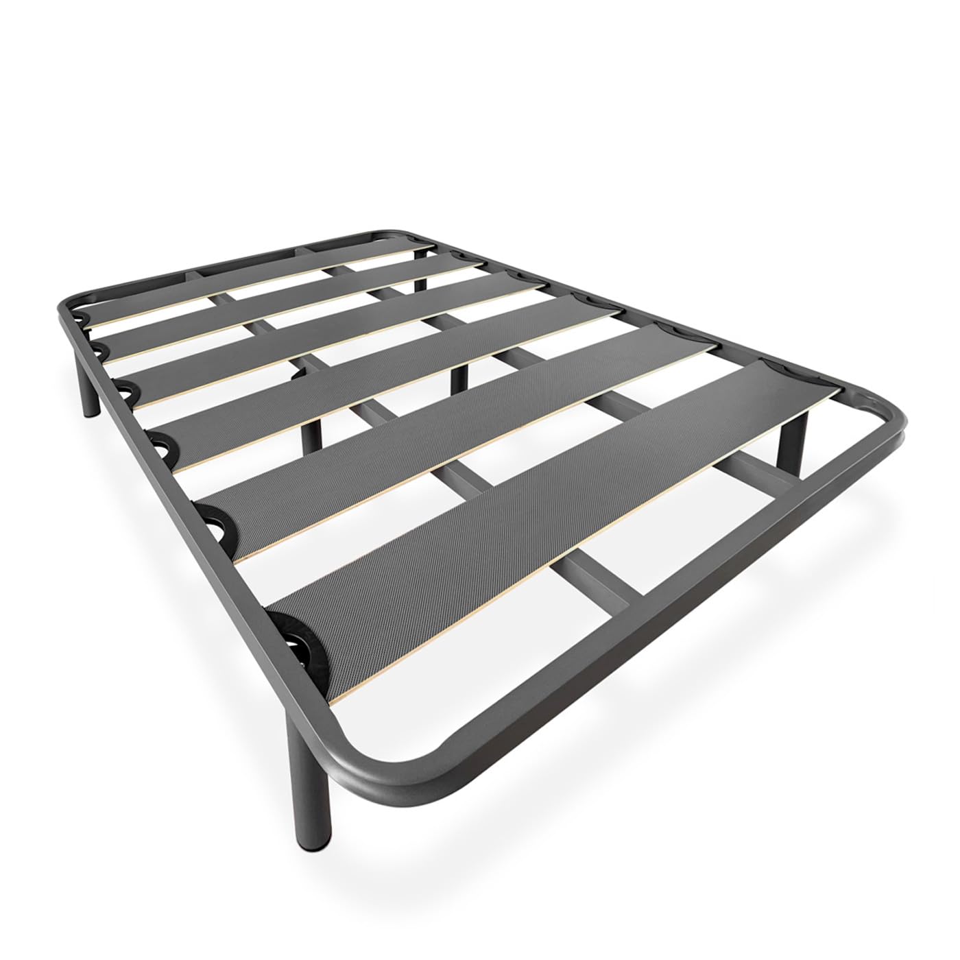 amuéblate online - Somier Reforzado de Láminas Anchas, Anti - Ruido, Estructura 40x30 mm con Juego de Patas Roscadas, Fuerte y Resistente 135x190