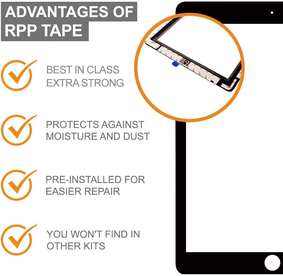 Image highlighting the advantages of the RPP tape, showing it is extra strong, protects against moisture and dust, and is pre-installed.