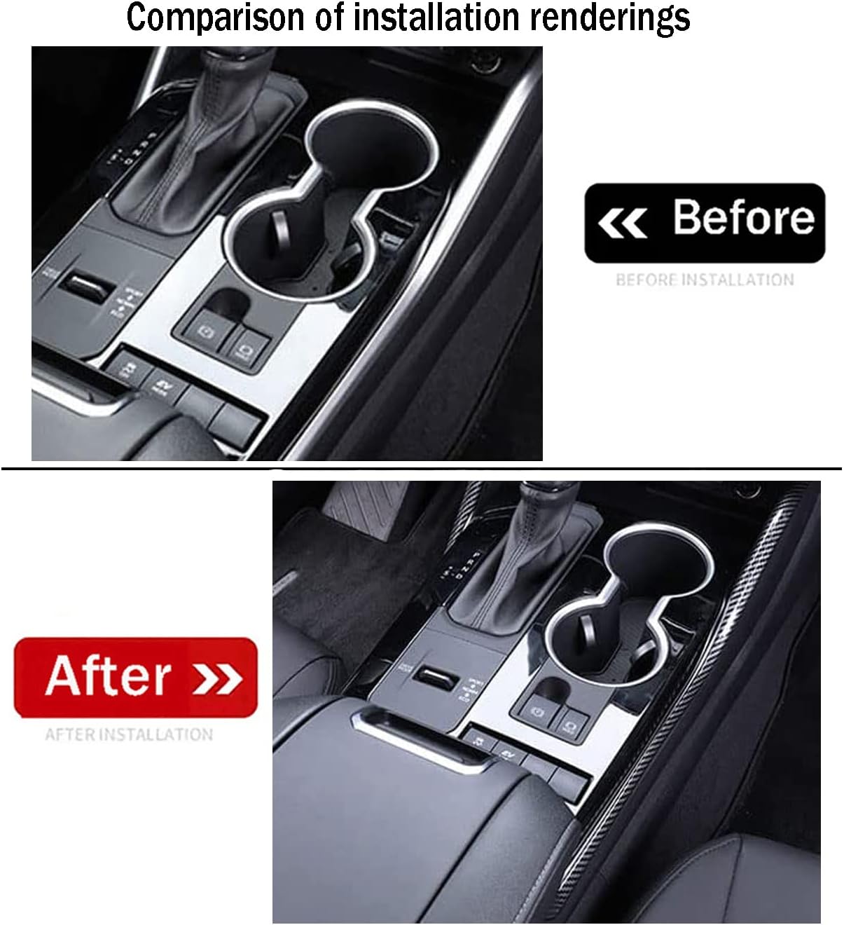 Car Accessories Fit for Toyota Highlander 2020 2021 2022 2023 Interior Center Console Gear Shift Panel Side Trim Cover (Carbon Fiber Style) ABS 2 PCS