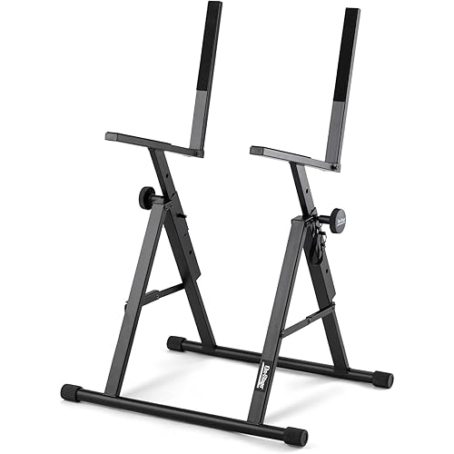 On-Stage RS7000 Tilt-Back Amp Stand (for Angling and Elevating Guitar Combo Amplifiers and Extension Speakers, Steel Construction, Up to 150LBs, Adjustable Height 17–24”, Portable, Folding, Black)