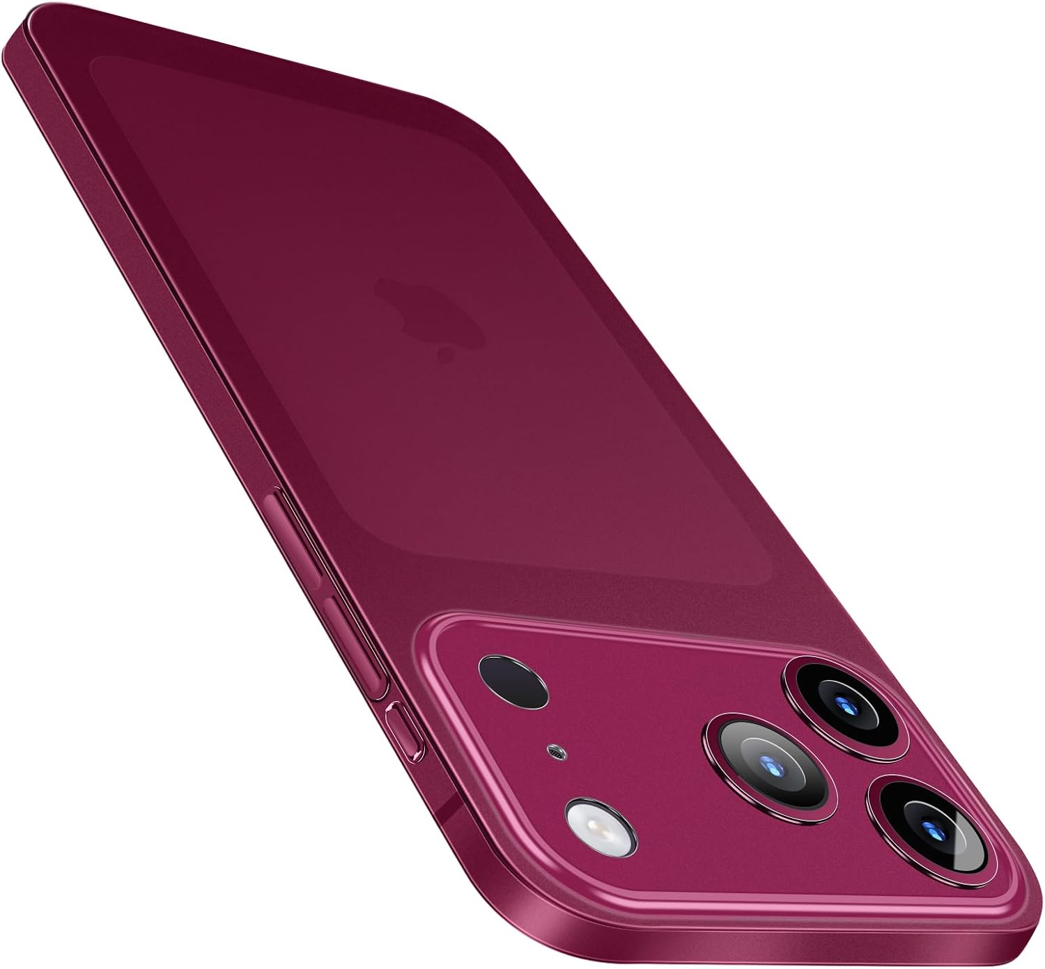 Funda para iPhone 15 Pro Max Purluct ultradelgada transparente con protección de cámara 6.9 pulgadas vino tinto