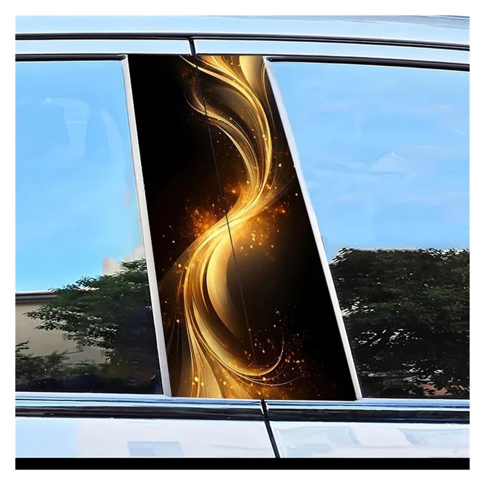 Dabhuoc One Color Car Parts 2Pcs Car Center Column Decal Golden Pattern Scratch Resistant Film