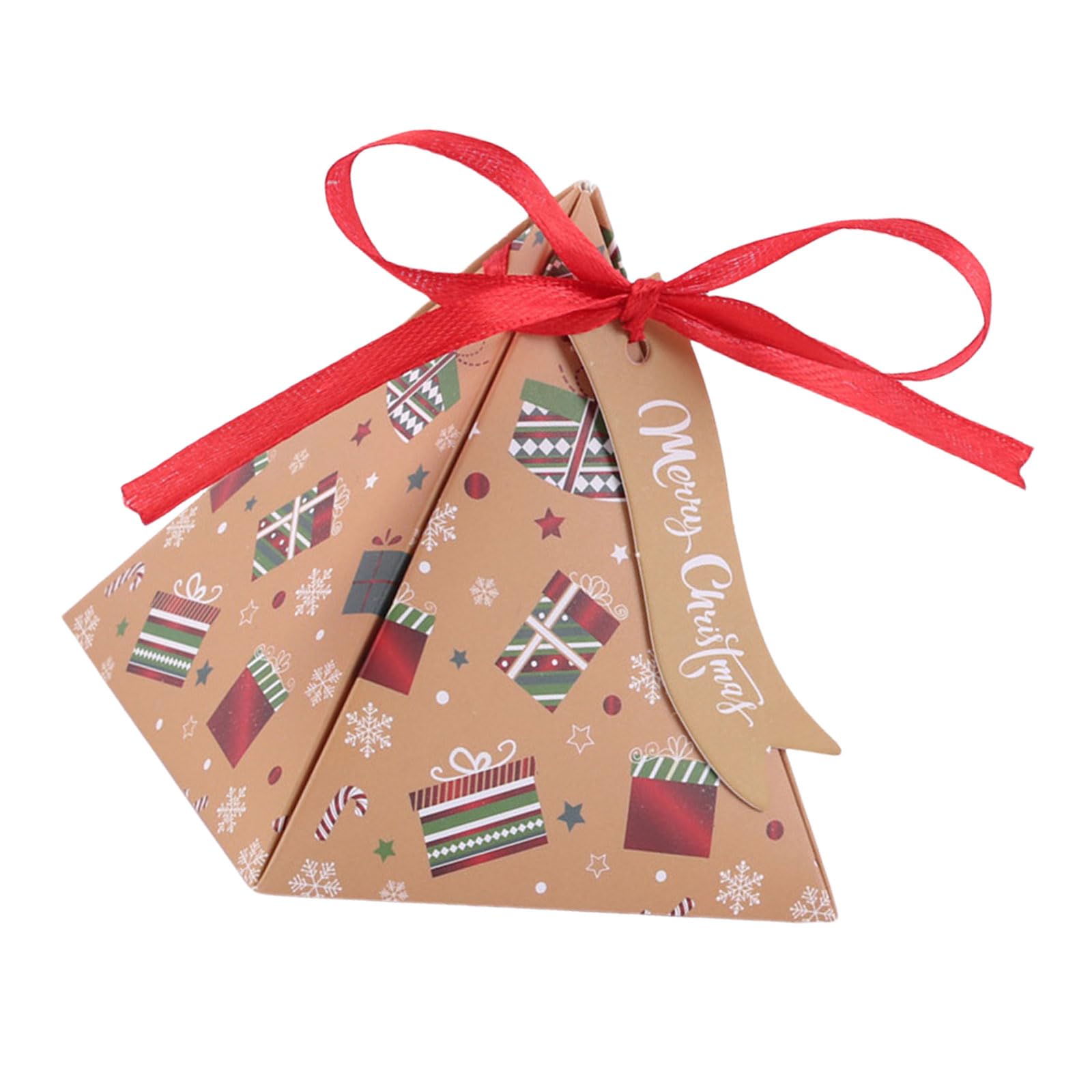 Hsioluted 50Pcs Christmas Triangles Candy Paper Boxes Festival Triangles Candy Boxes Treats Container for Christmas Celebration Seasonal Gifting Solution