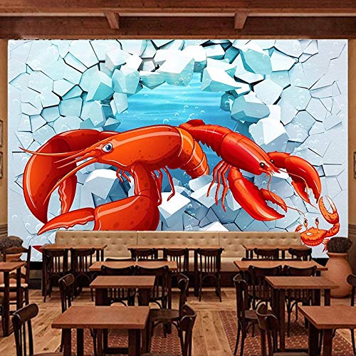 Mural personalizado 3D estereoscópico pared rota pared de ladrillo cangrejos restaurante cocina telón de fondo cartel foto papel tapiz