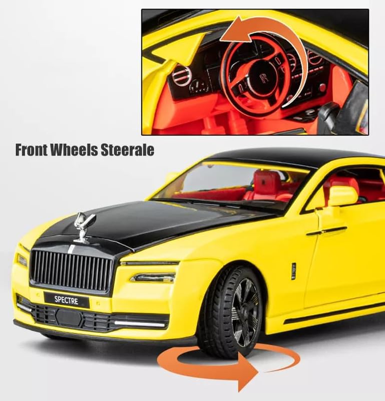 Image of Play Boy 1:24 Rolls Royce Spectre Model Diecast Metal Alloy Pullback Toy Vehicle with Openable Doors Light and Music Car for Kids (Multicolor)