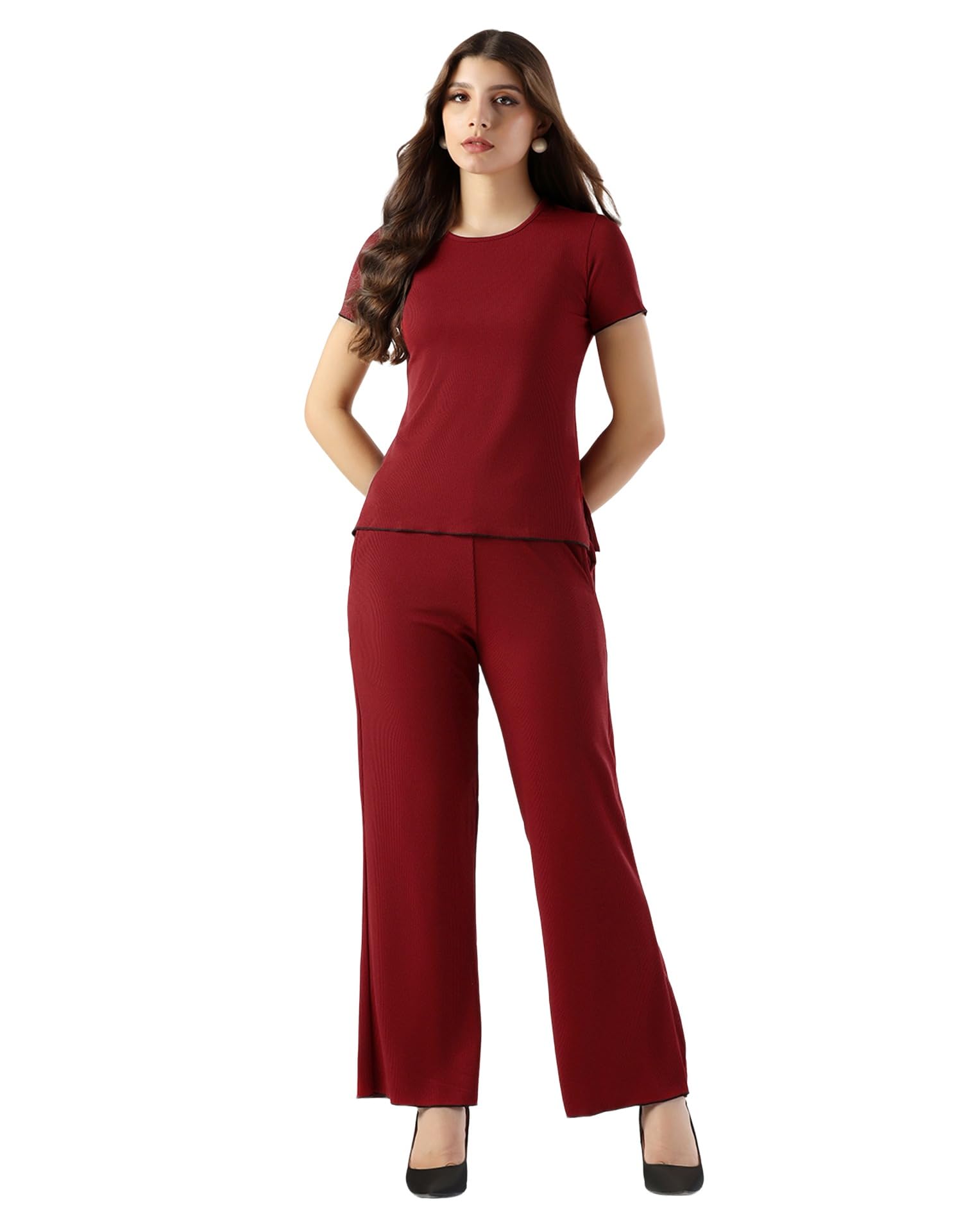 selvia Women's Tops and Trouser Co ord Set| Ribbed Lycra Dress for Woman Stylish-picture-39