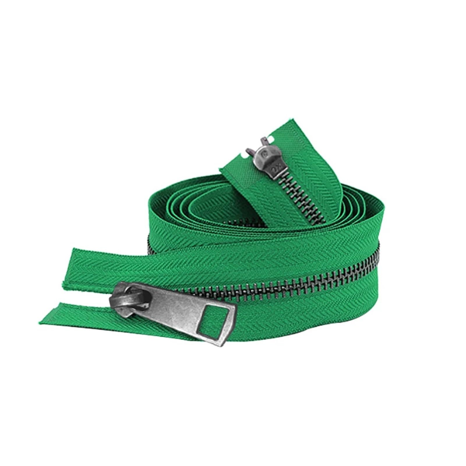 5/10 Uds. 30/40/50/60/70/80 cm 5# coloridos deslizadores dobles de extremo abierto cremallera Metal negro DIY tela bolsillo artesanal(Green,50cm,10 Pcs)
