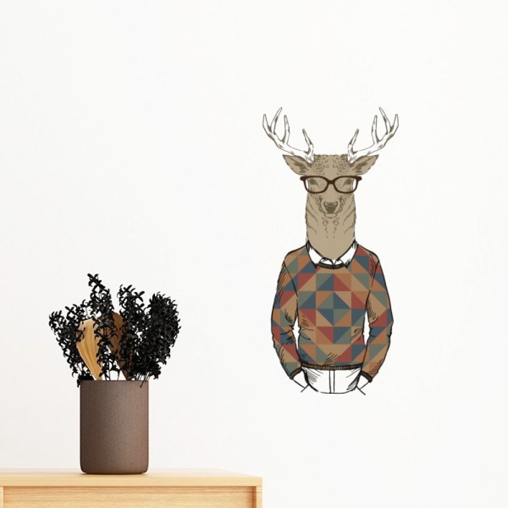 Stickers mural cerf artistique coloré de 80cm pour salon moderne