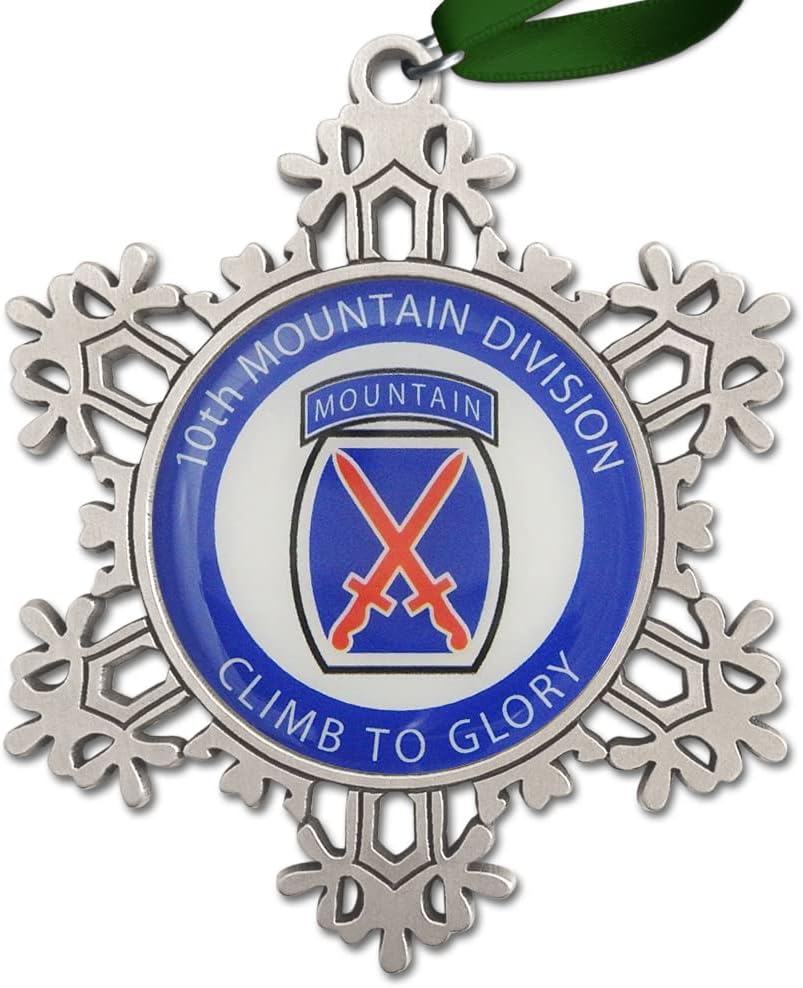 Indiana Metal Craft US Army 10th Mountain Division Large Pewter Snowflake Ornament