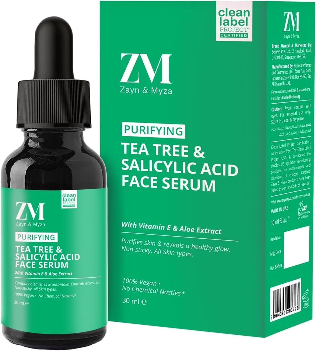 Tea Tree Salicylic Acid Face Serum I Helps Reduce Acne Scars Blemishes to Reveal Healthy Glowing Skin For Oily - 30 ml