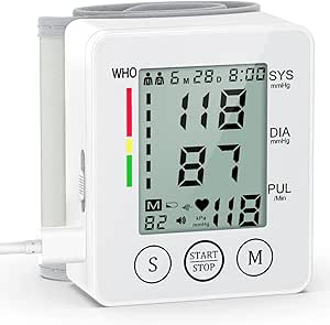 Rechargeable Wrist Blood Pressure Monitor, Blood Pressure Monitors for Home Use, BP Cuff Automatic, Blood Pressure Machine, LCD Display, Readings Memory, Large, Portable Blood Pressure Monitors
