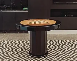 Mesa de Carteado com Gavetas e Porta copos - 1,09x0,80 - Com xadrez - Preto