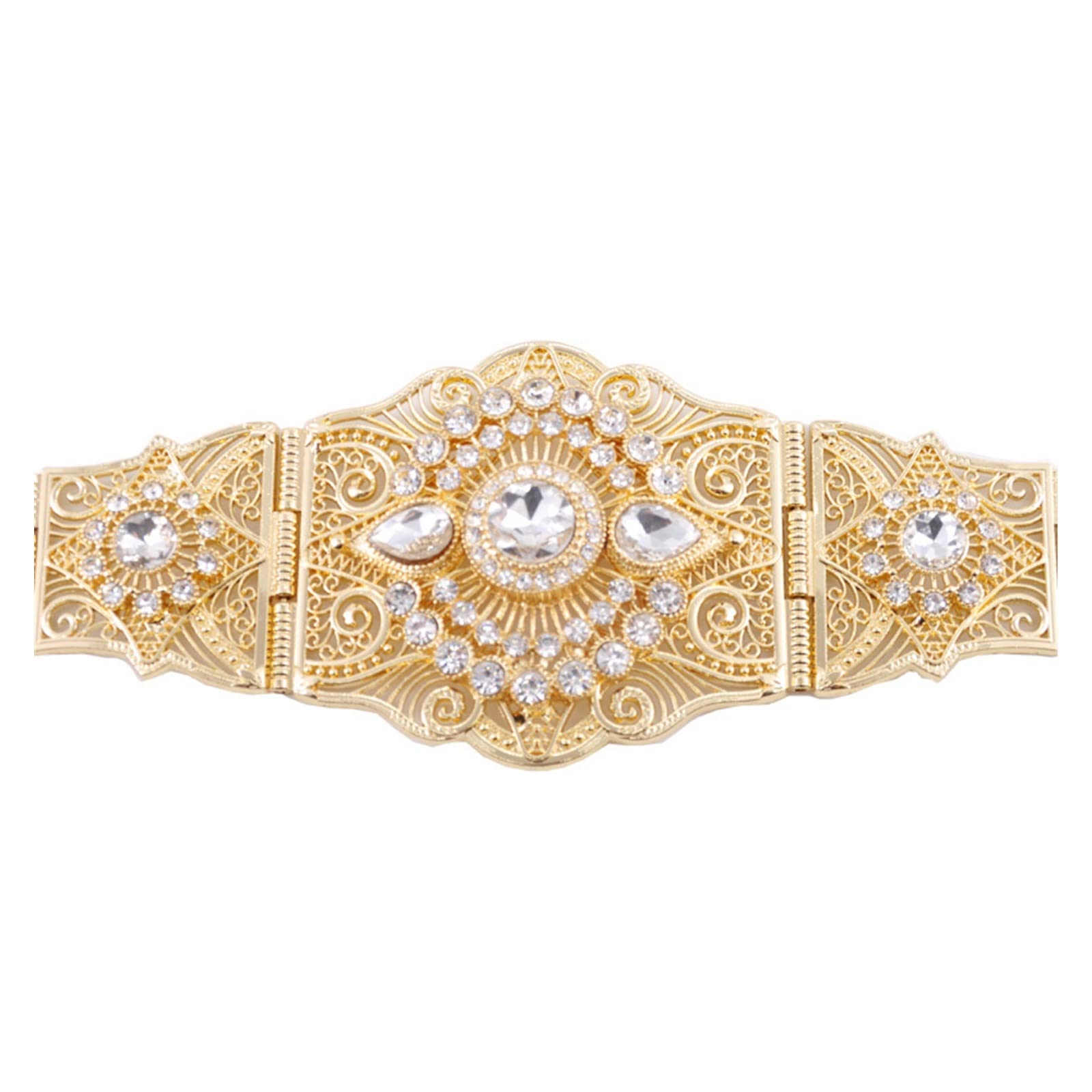 ZZSRJ Élégante Manches Longues Dames Bijoux de Mariage Ceinture en métal Strass Mode Ceinture Fille (Color : 2, Size : 42.91in)