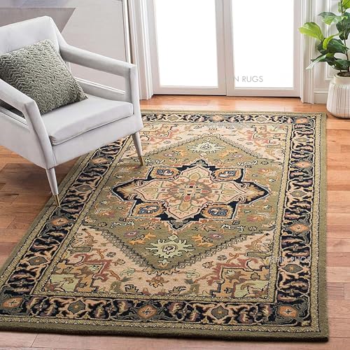 Image of 8x12 Ft Wool Tufted Carpet - Extra Large Handmade Wool Rug for Spacious Bedrooms & Living Rooms