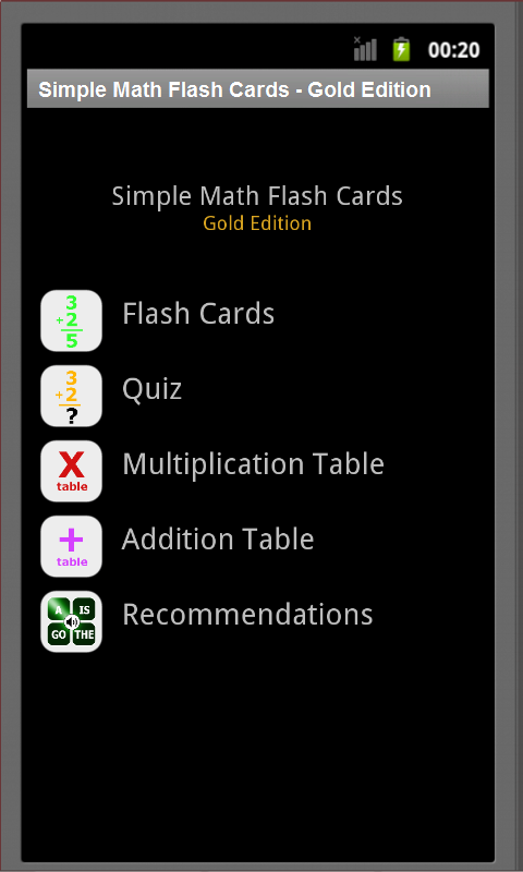Flash Cards Math App Simple Math Flash Cards - Gold Edition - App on Amazon Appstore