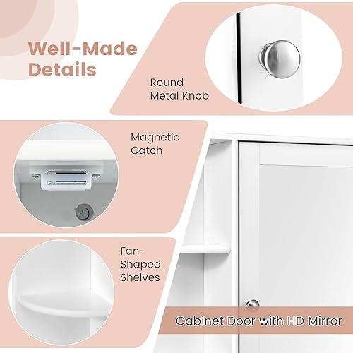 Miniatura 4 de ARLIME Armario con espejo de baño, botiquín montado en la pared, organizador de almacenamiento de una sola puerta con 4 estantes internos y 6