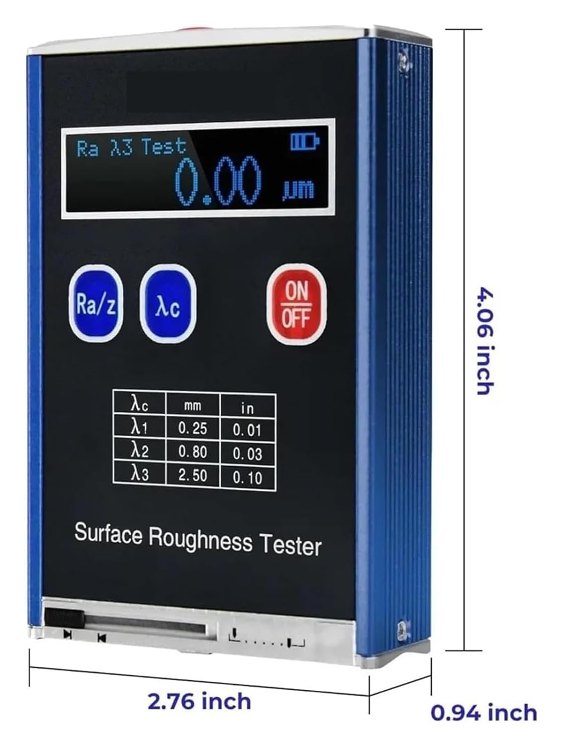 Surface Roughness Tester, Portable Roughness Gauge, Ra/Rq 0.05~15.0μm Rz/Rt 0.1~50.0μm with Standard Calibration Block and Bracket(Blue)