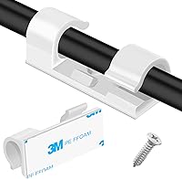 Vista 1 de XHF 50 piezas de clips de cable autoadhesivos medianos blancos, clips de cable para gestión de cables y organizador de cables para debajo