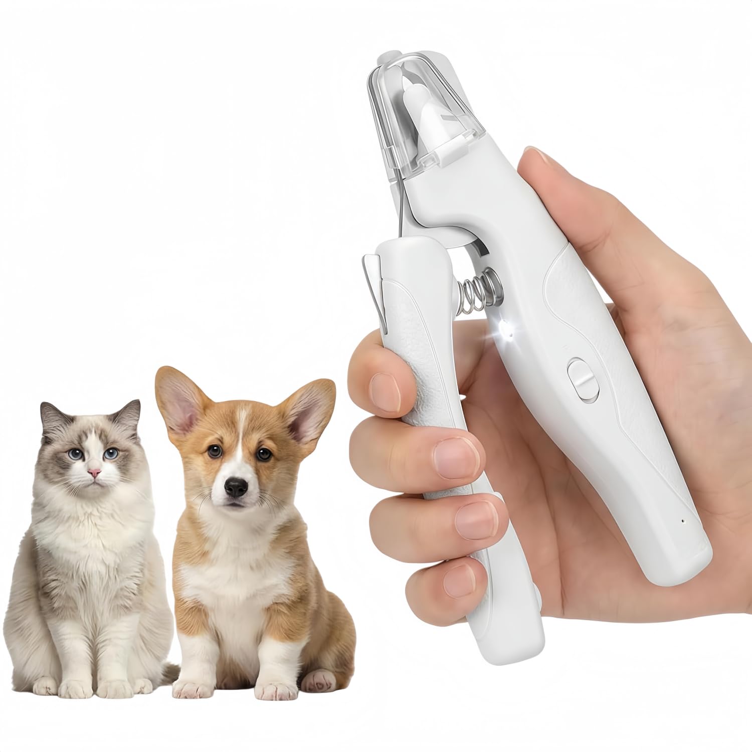 Dr.Pfoten LichtSchere PRO Hund– LED Krallenpflege Werkzeug Für Hunde Mit Sichtbarem Nerv Für Ruhige Und Sichere Anwendung- Sichere Pfotenpflege Ohne Angst (Weiß)