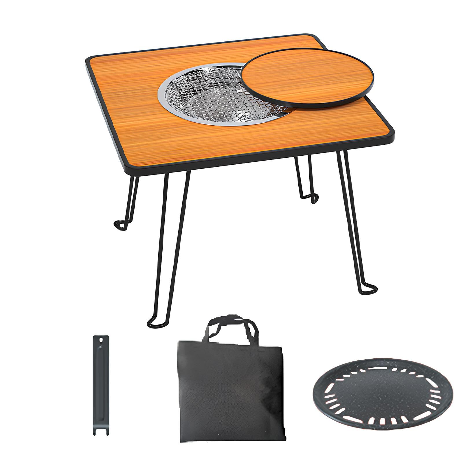Parrilla portátil para camping y diseño de mesa al aire libre con asa, ideal para jardín, coche, nics y portón trasero, perfecta para los amantes de las barbacoas
