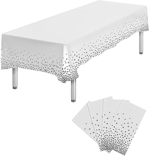 Miniatura 22 de 6 Paquetes de Manteles de Plástico Desechables Rectangulares Azules y Dorados, 54 x 108 Pulgadas, Mantel de Mesa Rectangular de Plástico Desechable