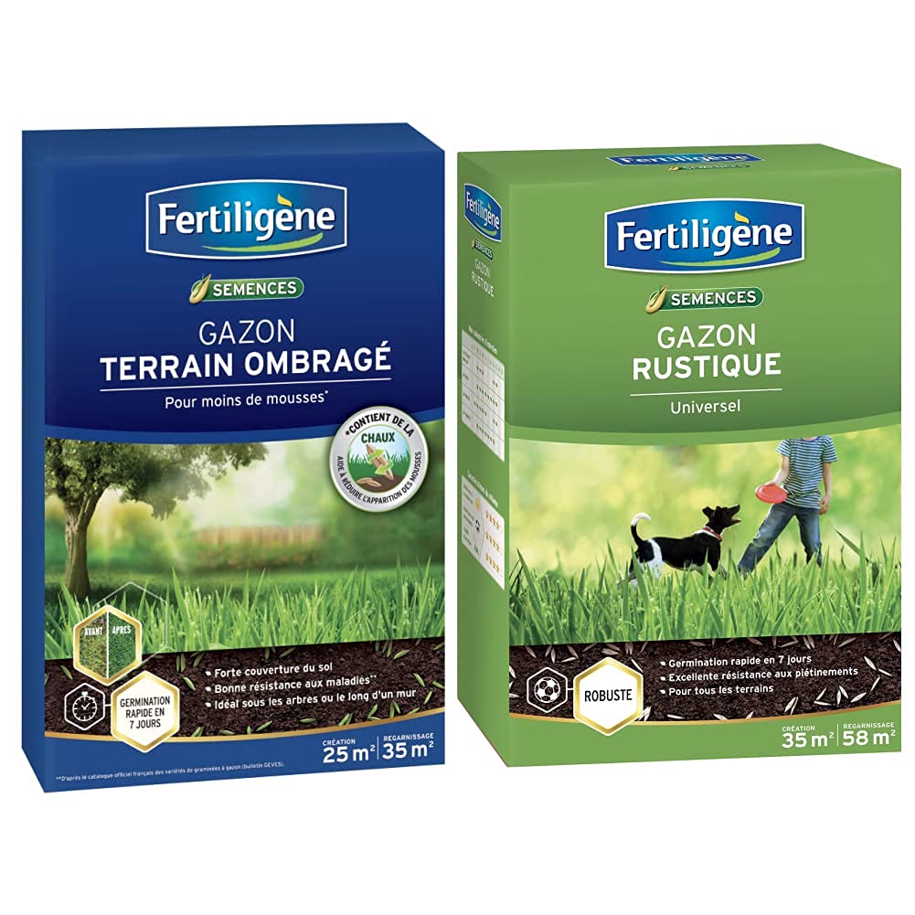Gazon Terrain Ombragé Fertiligene pour reverdir les zones sans soleil de 25m²