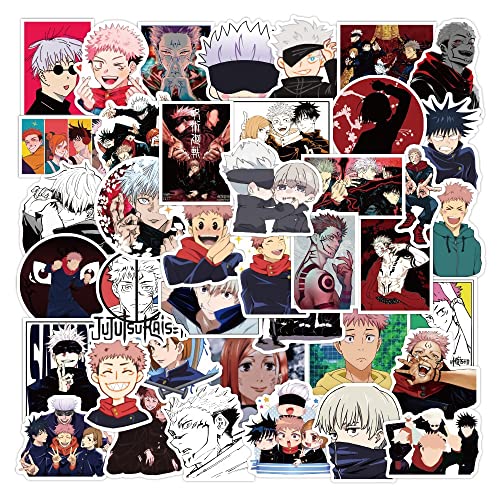 100 decalques para laptop Jujutsu Kaisen para capa de telefone, garrafas de água, portátil, skate, guitarra, álbum de recortes, vinil impermeável, lindos decalques de anime de desenhos