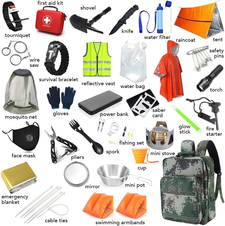 Miniatura 2 de ISOP Kit de supervivencia de emergencia  Mochila de supervivencia de rescate y equipo de primeros auxilios para camping, senderismo al aire libre