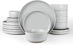 Richmount Milkyway Plates and Bowls Set, 12 Pieces Dinnerware Sets, Reactive Glaze Dish Set, Stoneware Dishes Set for 4, Matte Dark Charcoal