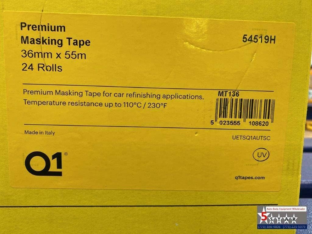 Q1-1-1/2 INCH (36MM X 55M) Premium HIGH Performance Automotive Yellow Masking