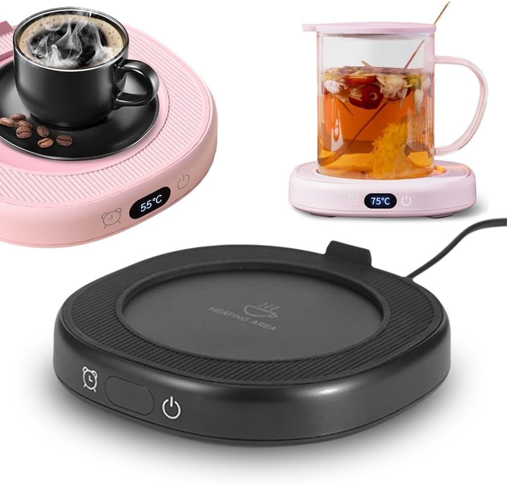 Coffee Mug Warmer, 2025 New USB Coffee Mug Warmer Smart Constant Temperature Coaster, Cup Warmer for Desk with Auto Shut Off, Mug Warmer for Coffee, Beverage, Milk, Tea (Black)