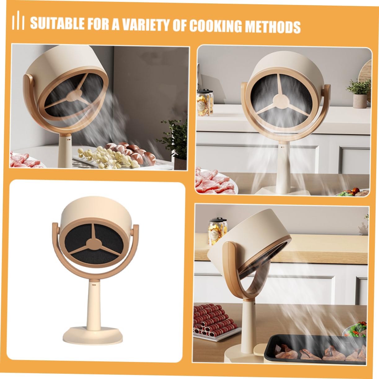 SHINEOFI Hotte Aspirante Portable Mini Cuisine, Fonctionnement Silencieux, Design Gain de Place en Plastique Khaki, pour Hot Pot et Plans de Travail