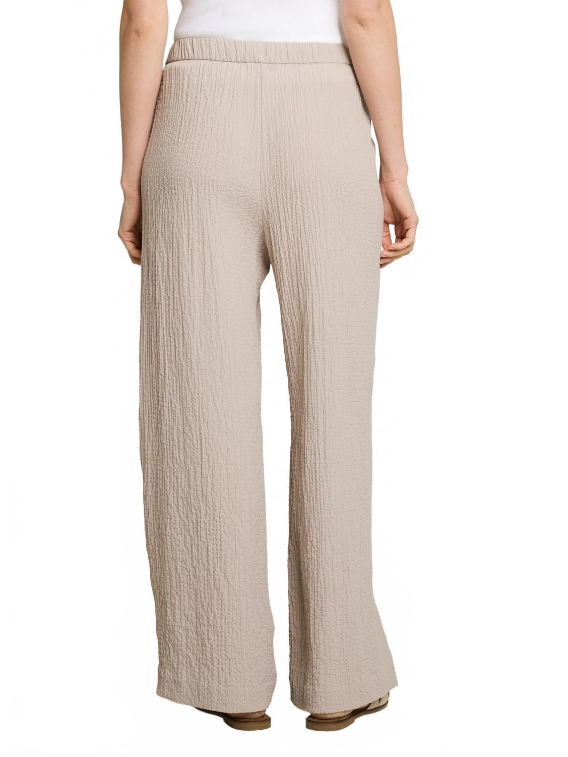 Tom Tailor Denim Damen Seersucker Wide Leg Hose mit Kordelzug 1051405