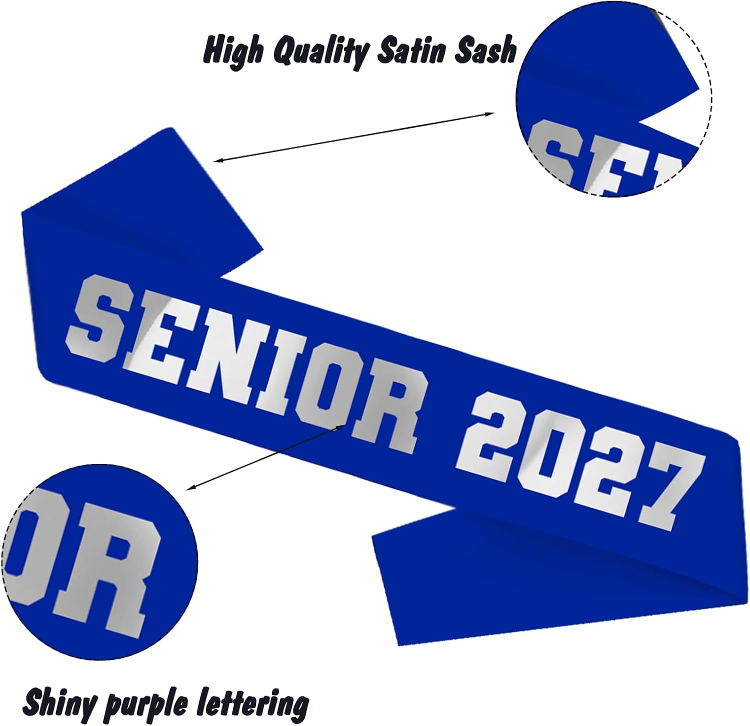 4Pcs Blue Senior 2027 Sash with Silver Glitter Printing Letters 2027 Graduation Celebrations Sashes, Class of 2027 Sash for Graduation Party, Senior Cheer Sasesh, Class Competition Sashes
