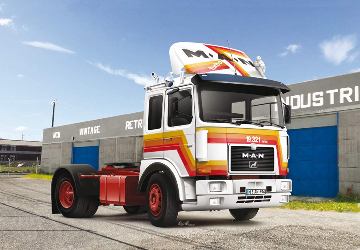 Italeri 1:24 Man F8 19.321 2Achs, originalgetreue Nachbildung, Modellbau, Basteln, Hobby, Kleben, Plastikbausatz, Zusammenbauen, Grau