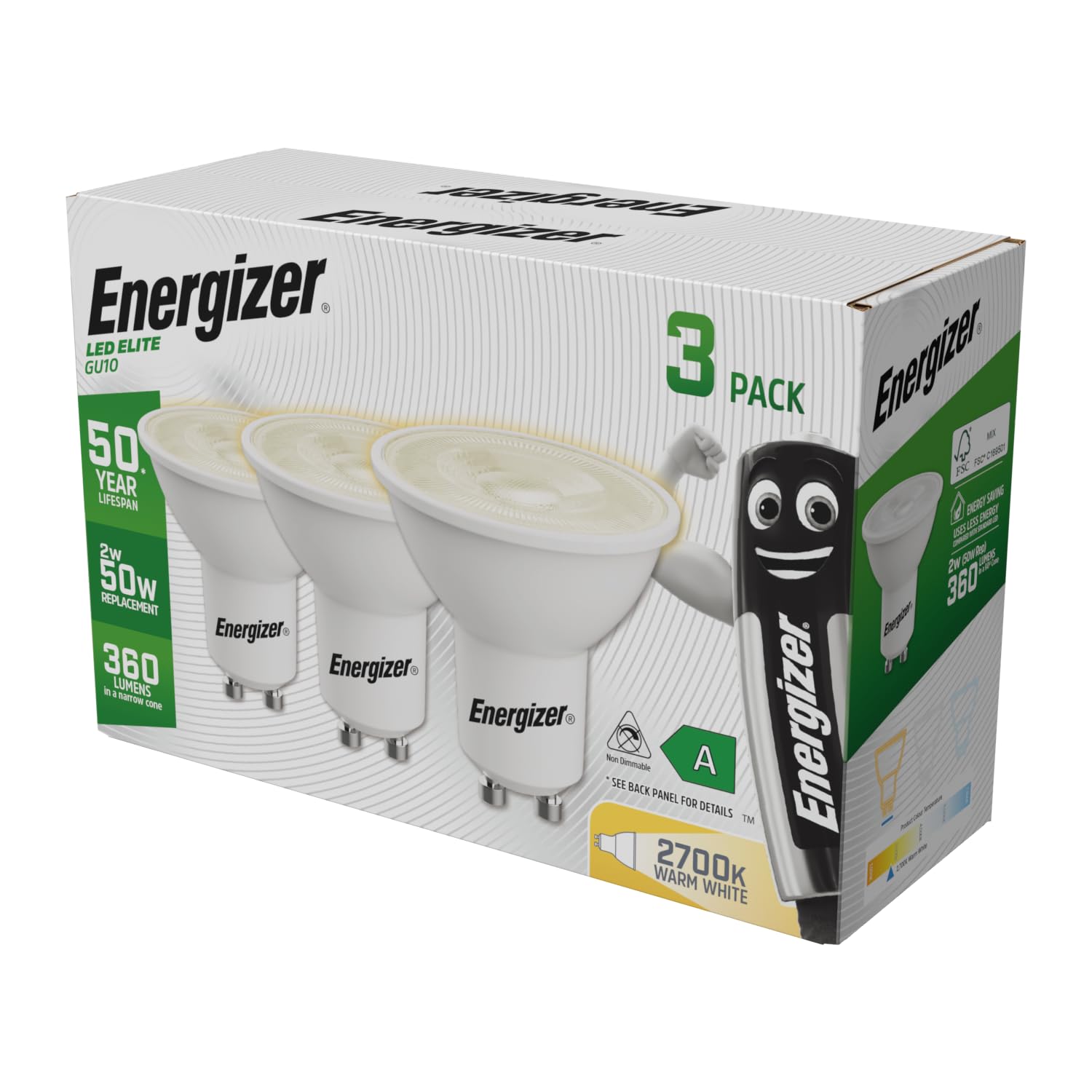Energizer Ultra Efficient, 50 Year Life Span, GU10 LED Bulbs - Image 2
