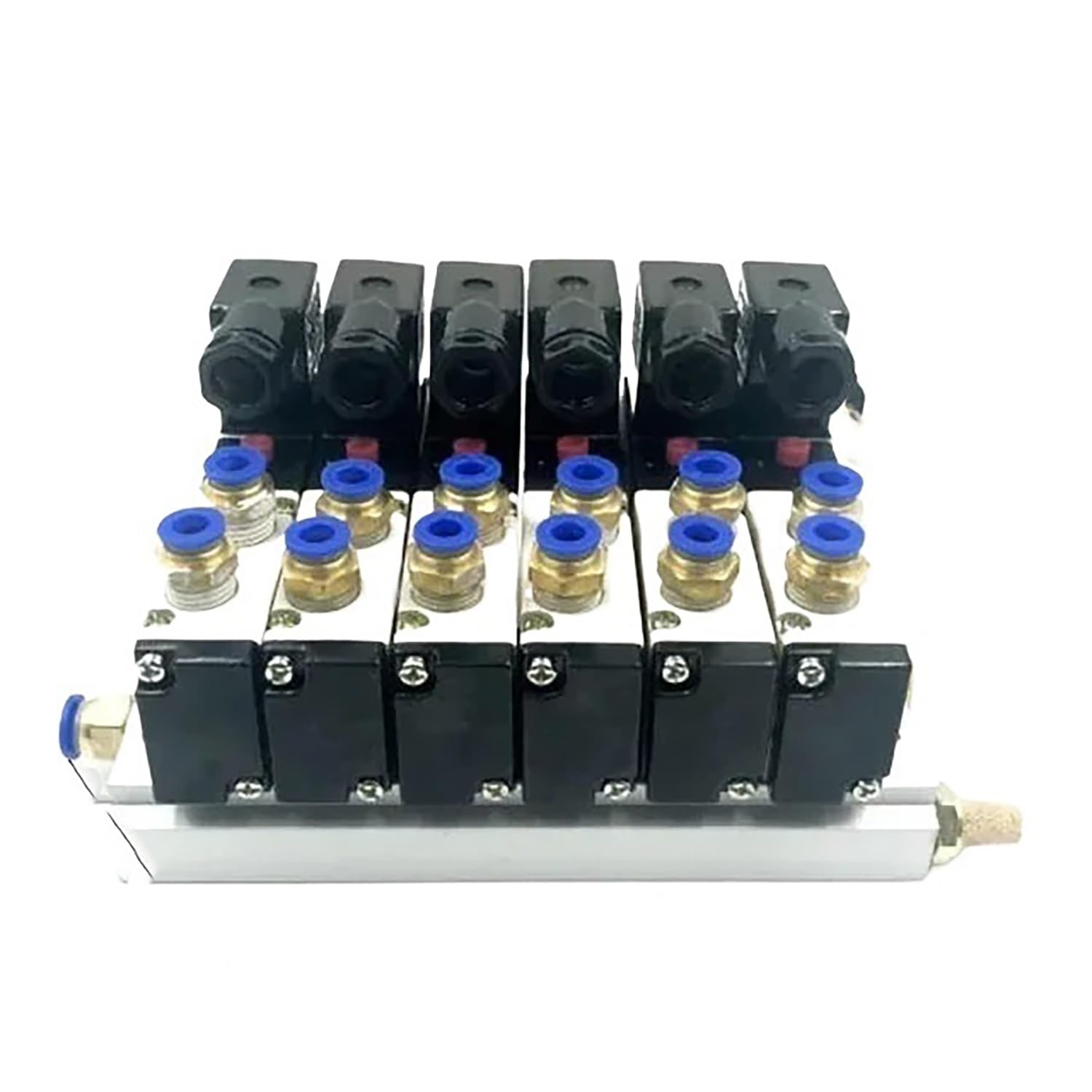 Bloc électrovanne pneumatique 12V 4V210-08 à 6 voies avec silencieux et raccords de 6mm
