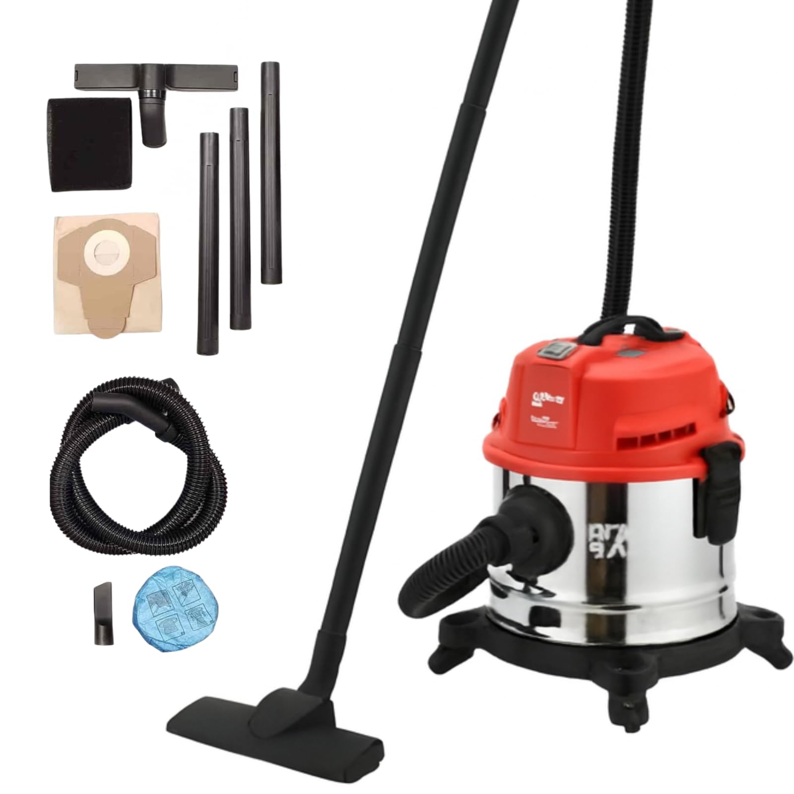 San Marco Bidone aspirapolvere per Solidi e Liquidi da 1200 W, con funzione soffiante, bidone in metallo da 15 Litri completo di ruote