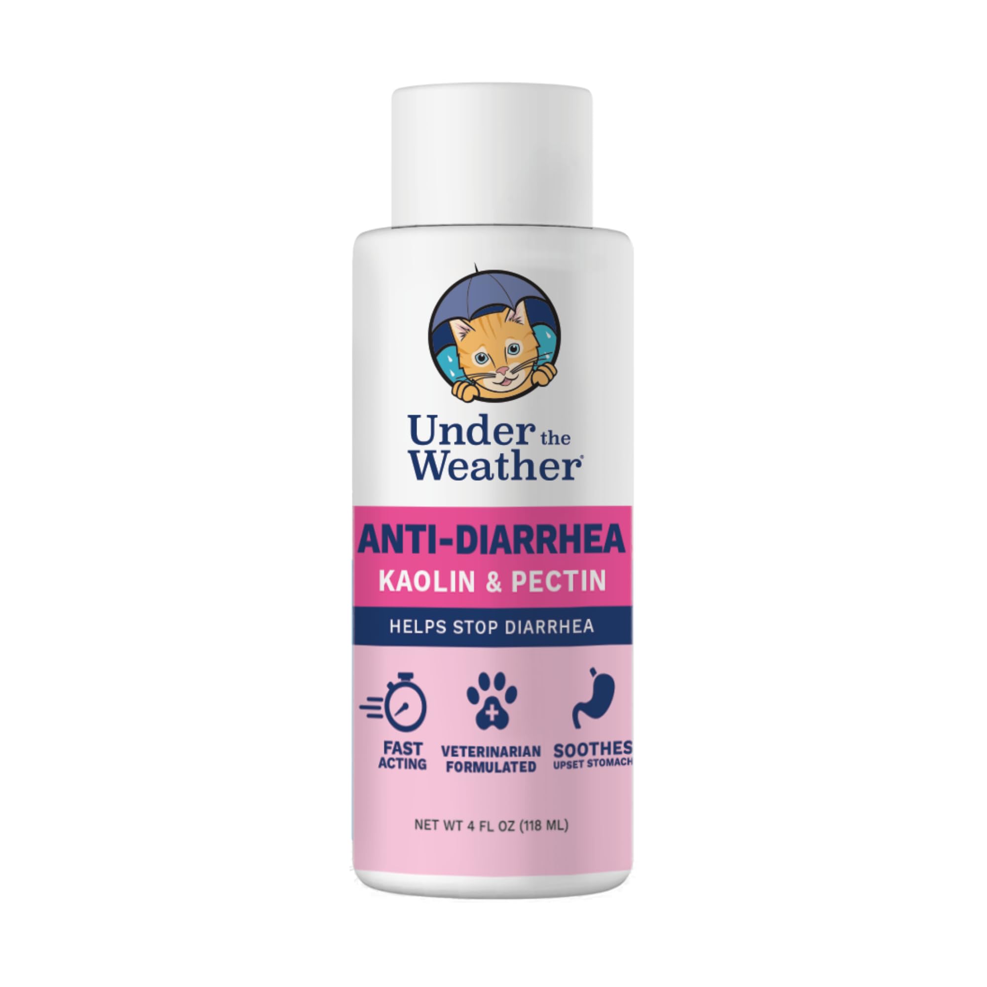 Under the Weather Anti-Diarrhea Liquid for Cats - Soothe Your Pet's Upset Stomach and Provide Relief from Diarrhea - (4 oz Bottle)