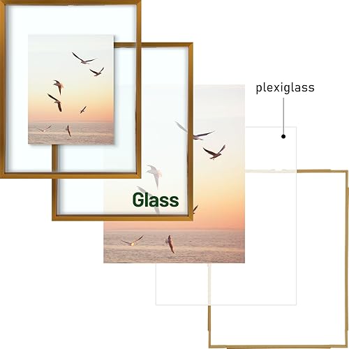Vista 84 de Frametory, Marco de fotos flotante de 16 x 20 pulgadas, marco de fotos de metal, cristal real, para montaje en pared o mesa (negro, paquete de 2)