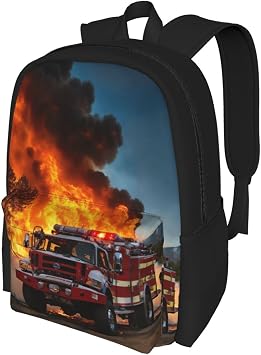 Firefighter Fireman Flame Print Work Bag Rucksack Bag Carry On Backpack Hiking Bag Gym Backpack For Men And Women