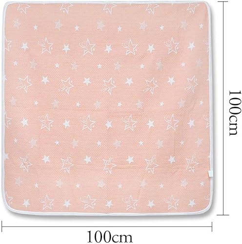 Miniatura 6 de Manta de algodón orgánico, transpirable y cálida, manta acolchada para niños y niñas, súper suave y ligera, 39 x 39 pulgadas, estrellas rosadas