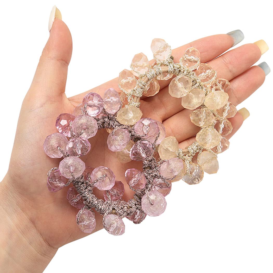 Brinie Rhinestone Hair Ties White Ponytail Holder Bead