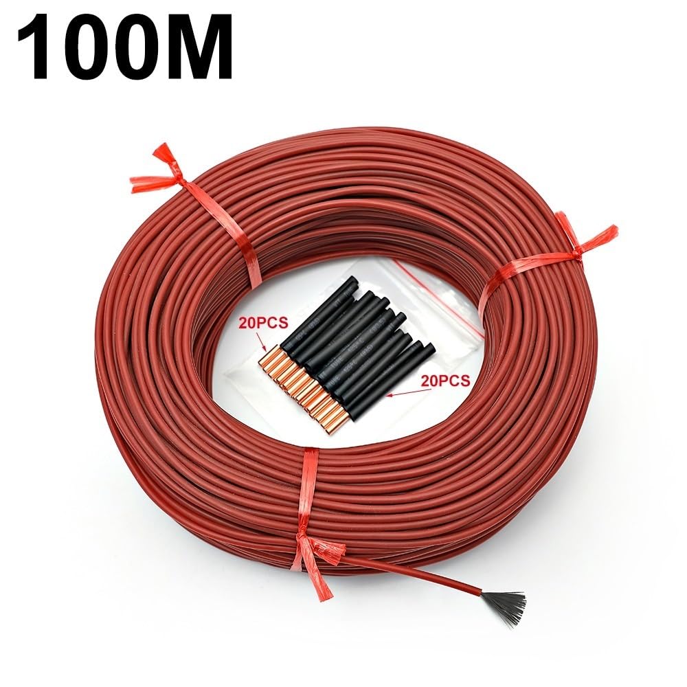 Cable calefactor de fibra de carbono de 100 m - Cable eléctrico de 12 K con resistencia de 33 ohmios/m for aplicaciones de calefacción flexibles(Red)