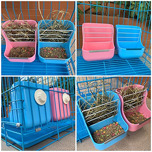 image for Mcgogo Rabbit Food Bowl,Guinea Pig Food Bowl,2 in 1 Hanging Automatic 