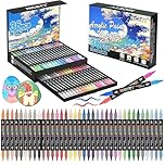 NICETY 72 Colours Acrylic Paint Pens - 36 Pcs Brush Tip Paint Markers for Rock Painting Stone Wood Glass Ceramic - Dual tip Dual Colours Water Based Acrylic Markers pens