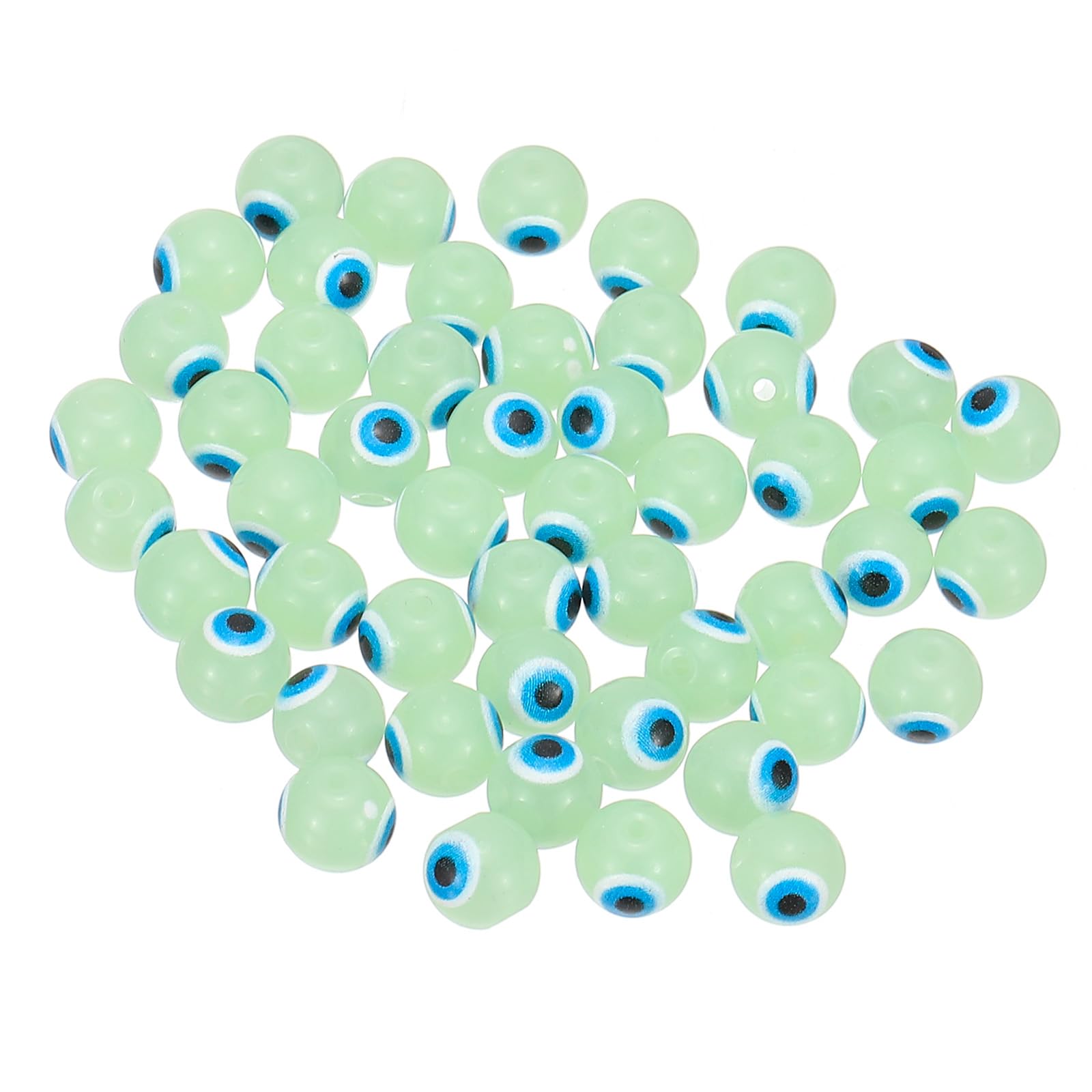 PATIKIL 8mm Evil Eye Beads, 50 Pcs Glass Turkish Evil Eye Charm Round Spacer Beads Pendant Connector for DIY Art Craft Bracelet Necklace Earrings